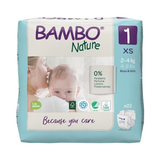 Bambo Nature Fraldas Tamanho 1 XS (2-4Kg) - 22 unidades