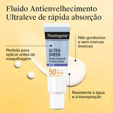 Neutrogena Protetor Solar Ultra Sheer Fluido Invisível Antienvelhecimento SPF50+ - 50ml