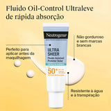 Neutrogena Protetor Solar Ultra Sheer Fluído Invisível Pele Oleosa SPF50+ - 50ml