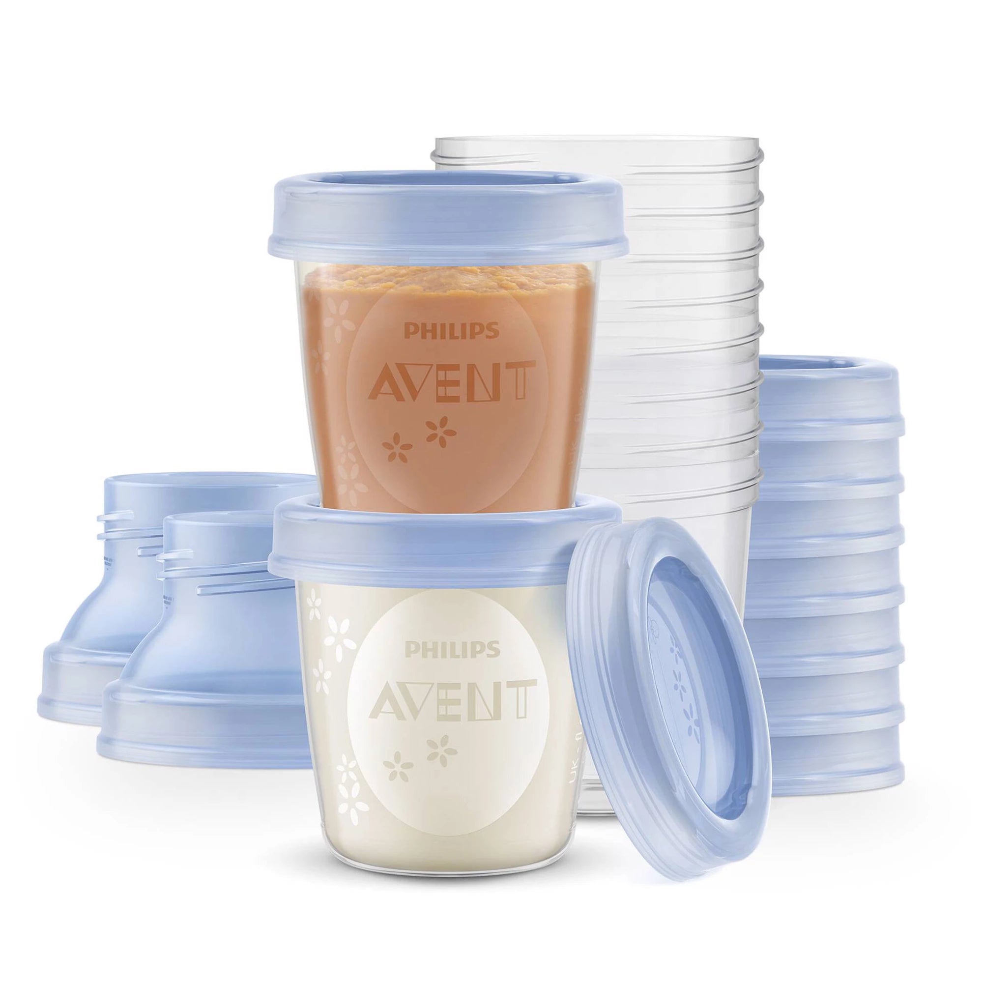 Philips Avent Copos de Armazenamento de Leite Materno com Tampa + Adaptadores 6m+ 1