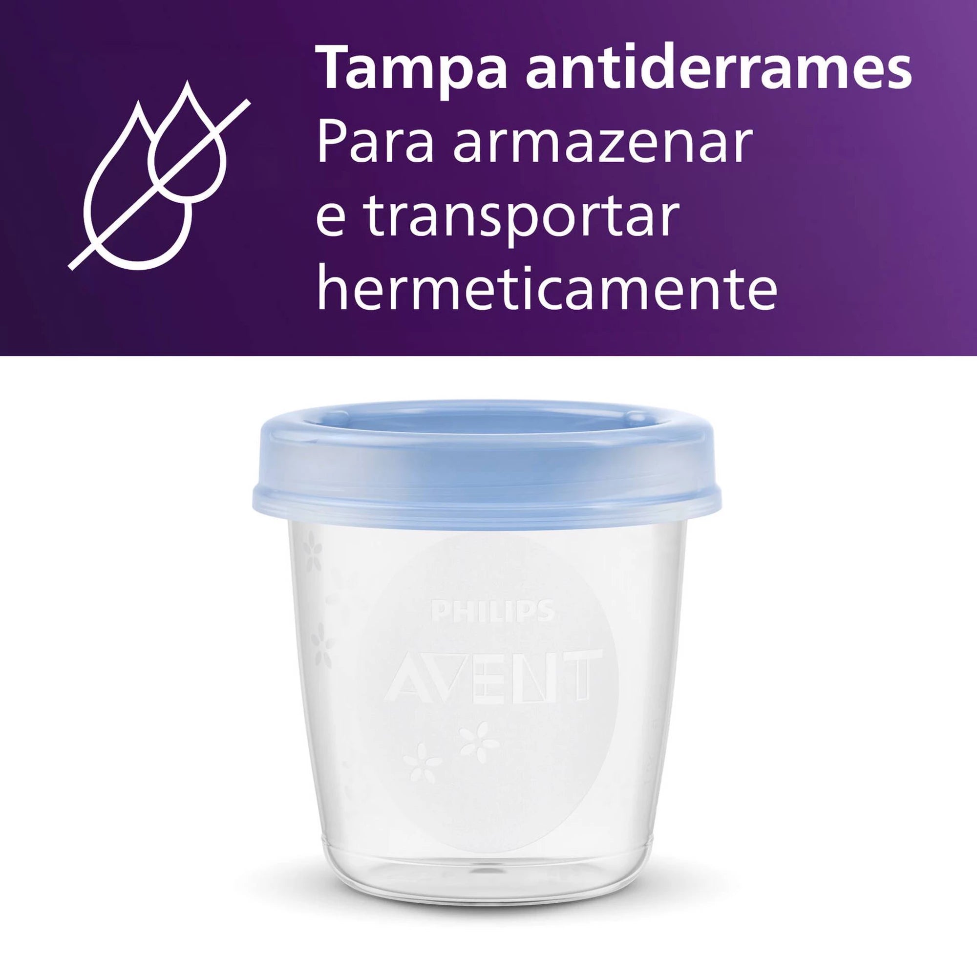 Philips Avent Copos de Armazenamento de Leite Materno com Tampa + Adaptadores 6m+ 2