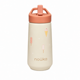 Noüka Garrafa de Plástico com Tampa Flip-Top e Palhinha Gelado - 400 ml