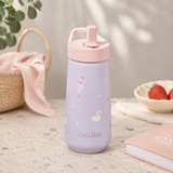 Noüka Garrafa de Plástico com Tampa Flip-Top e Palhinha Bailarina - 400 ml
