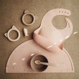 Mushie Powder Pink Confetti Silicone Bib